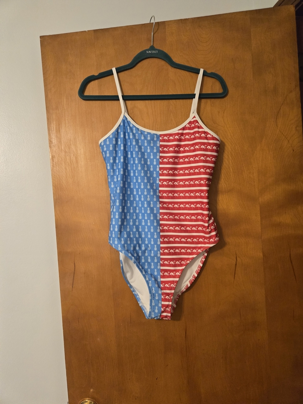 Chubbies High Cut One Piece Nifty Fifty Patriotic Swimsuit Pineapple Flamingo L
